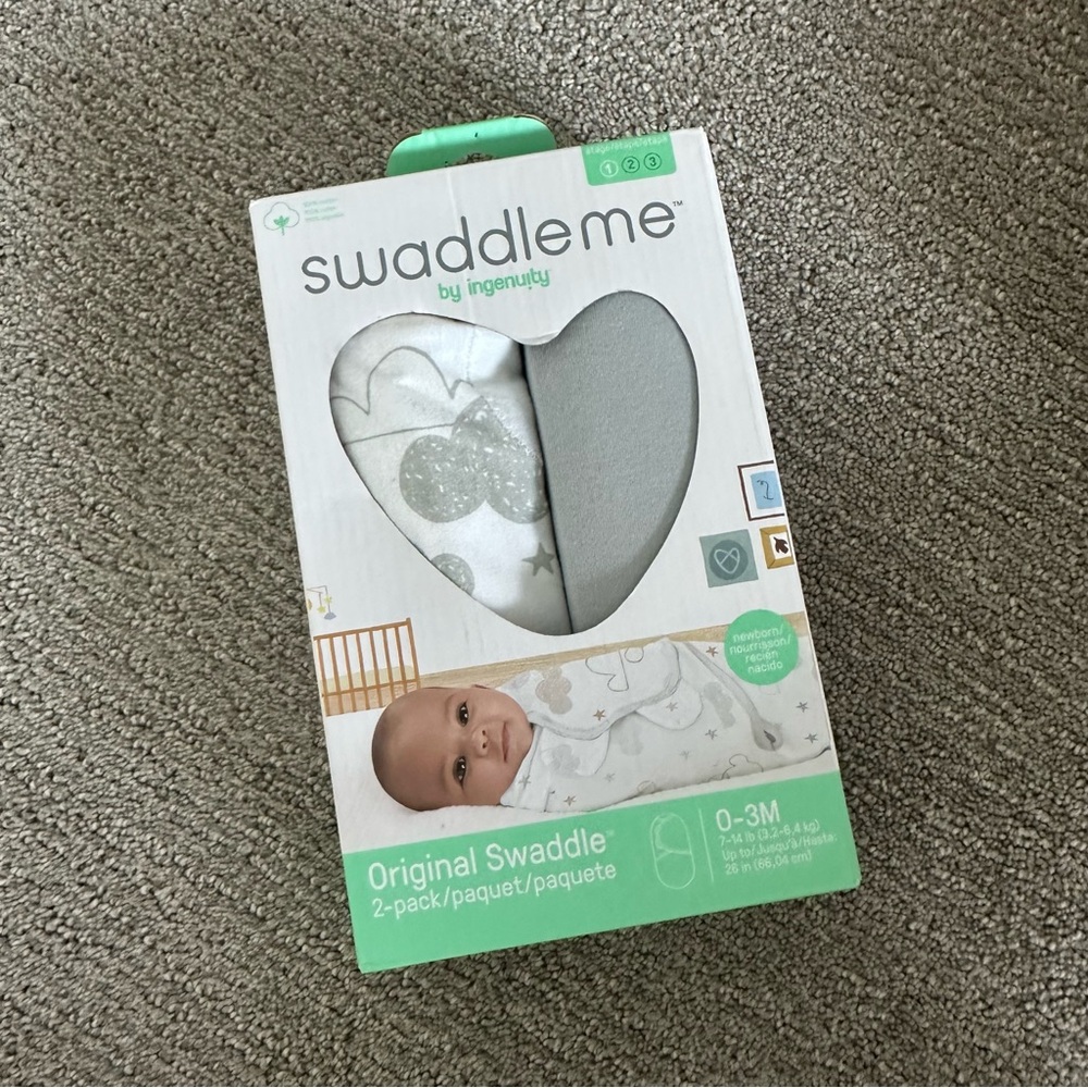 SwaddleMe Original Swaddle 2-Pack - Gray and White 0-3 Months